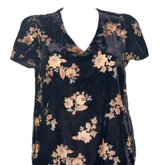 Adyson Parker Black, cream, pink, light blue Velvet / Sheer Top Size 1X - Picture 1 of 6